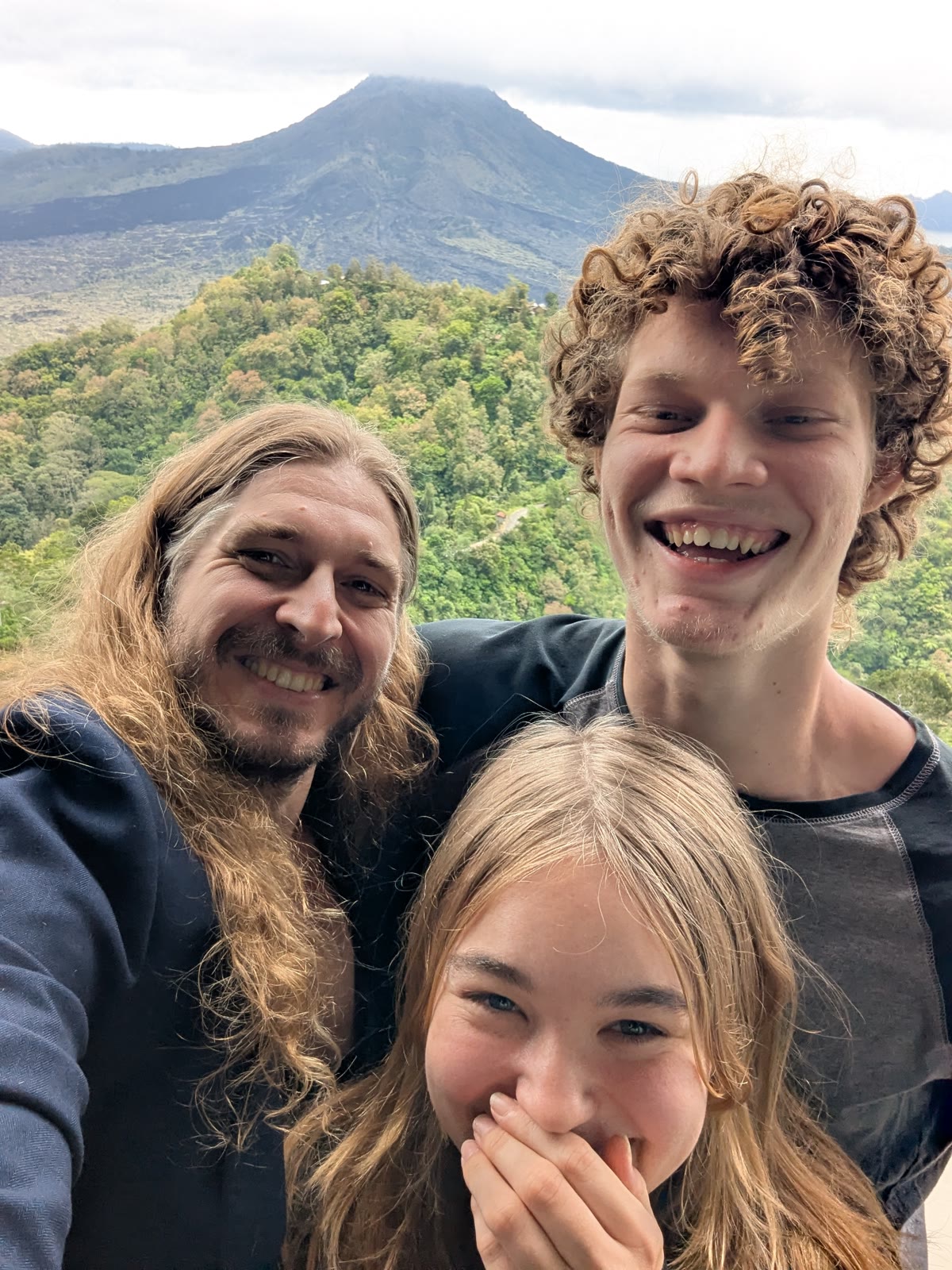 Dr. Julian with ETI students at Kintamani overlooking the volcano